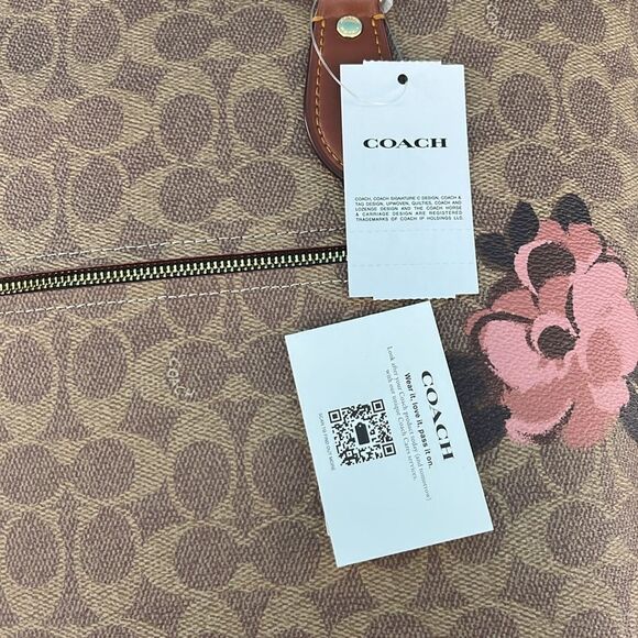 Coach Gallery Tote Shoulder Bag In Signature Canvas With Rose Print purse - Picture 8 of 9